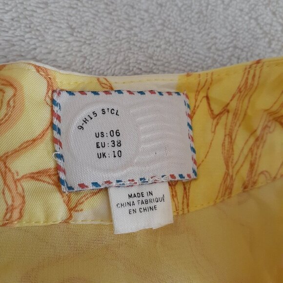 Anthropologie 9-H15 StCL Women's Size 6 Yellow Silk Blend Floral Shift Dress - Picture 5 of 12